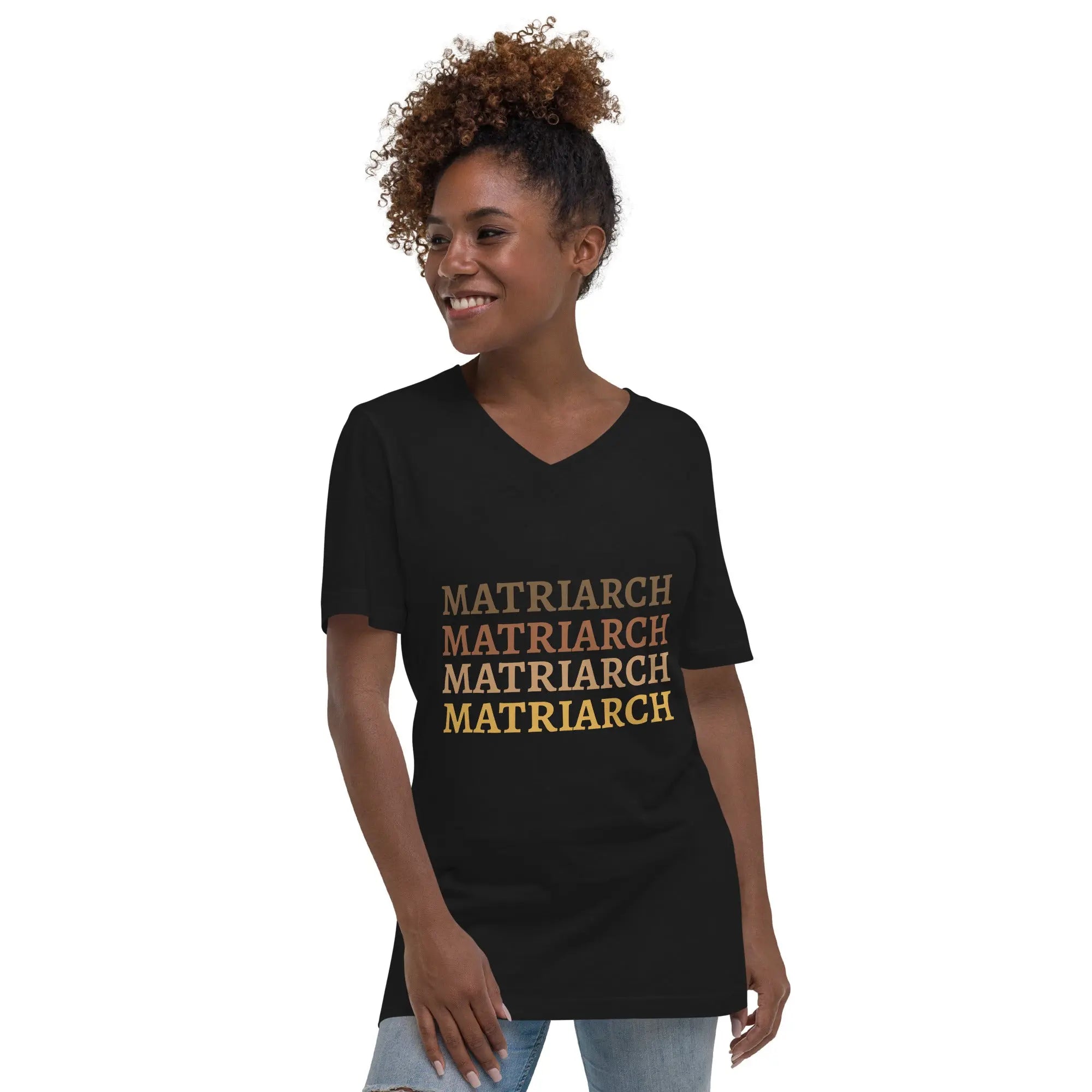 Black t-shirt featuring the word Matriarch printed on the front