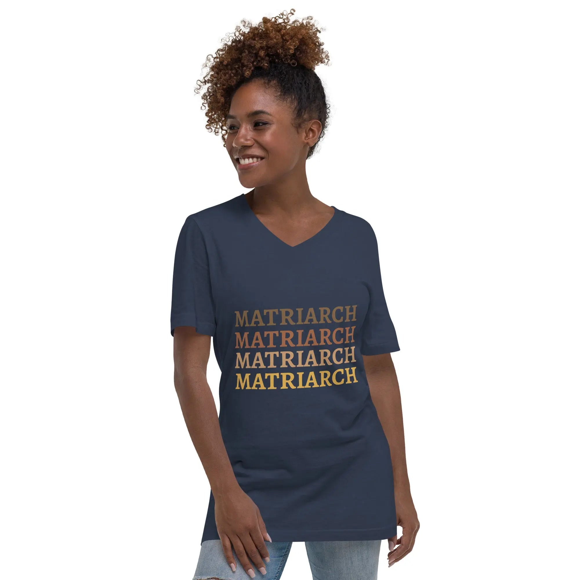 Navy t-shirt featuring the word Matriarch printed on the front